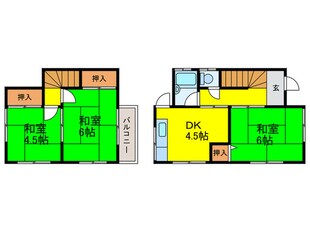 宝塚市米谷2丁目貸家の物件間取画像